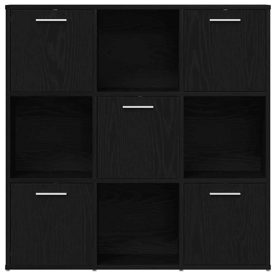 Boekenkast 90x28x90 cm bewerkt hout zwart eikenkleur