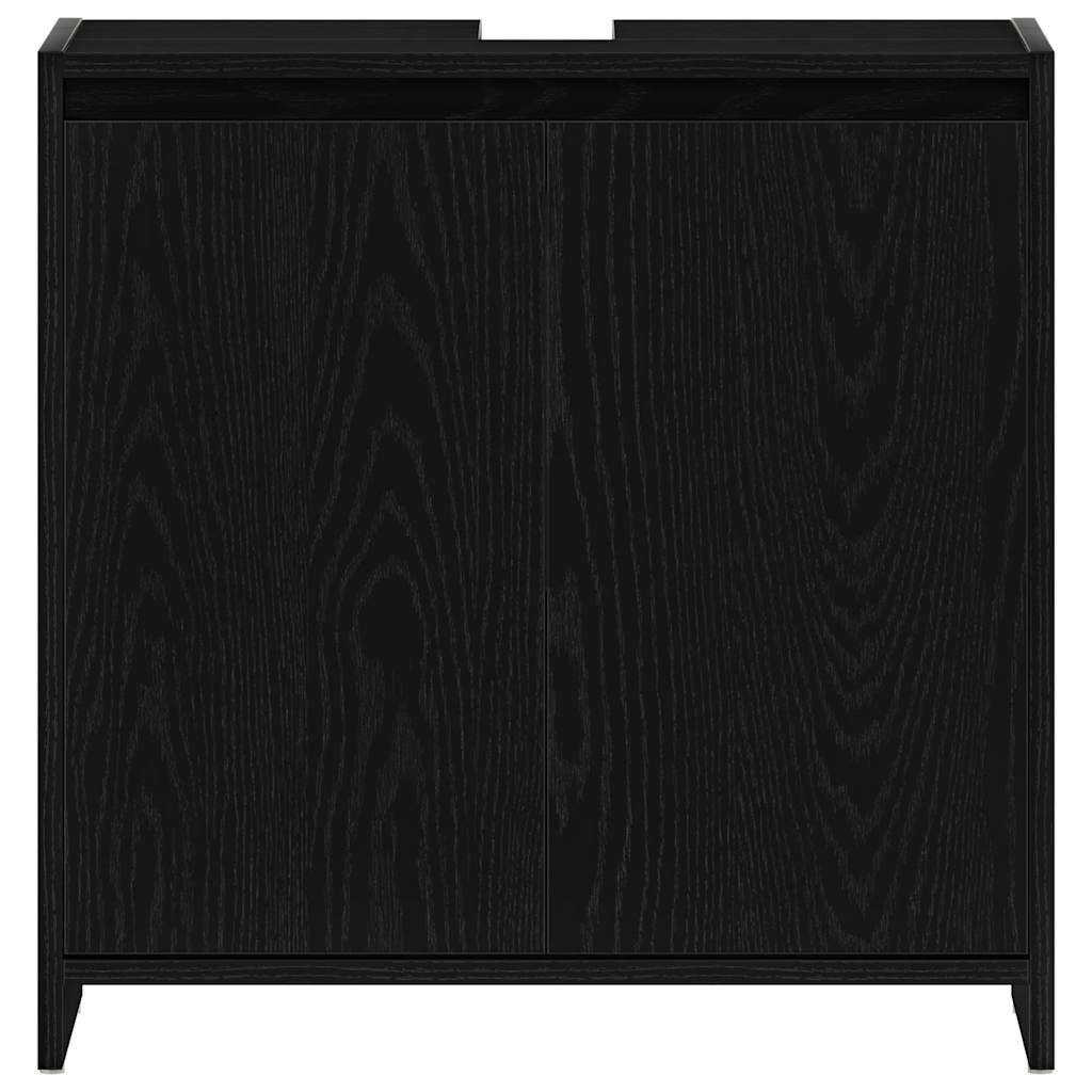 Badkamerkast 60x33x60 cm spaanplaat zwart eikenkleurig