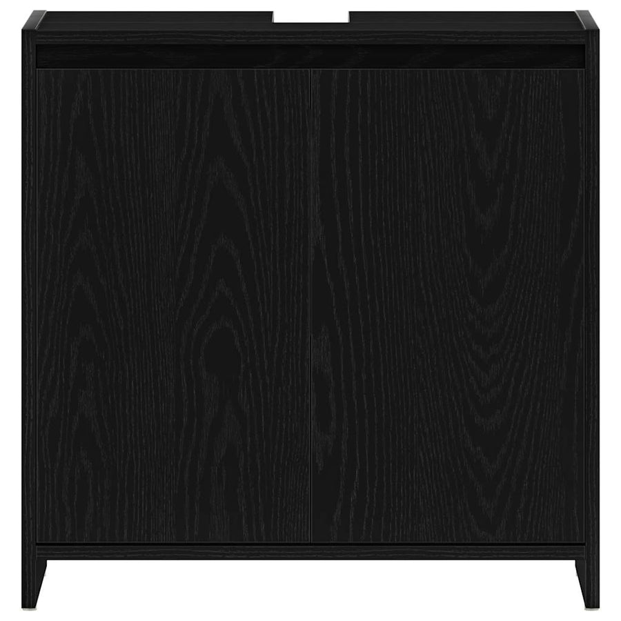 Badkamerkast 60x33x60 cm spaanplaat zwart eikenkleurig
