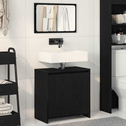 Badkamer Kast Zwart Eiken 60 x 33 x 60 cm Bewerkt hout
