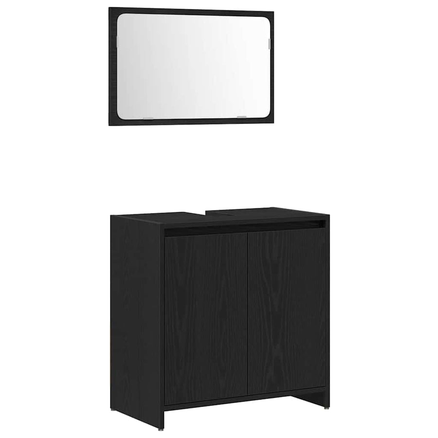 Badkamer Kast Zwart Eiken 60 x 33 x 60 cm Bewerkt hout