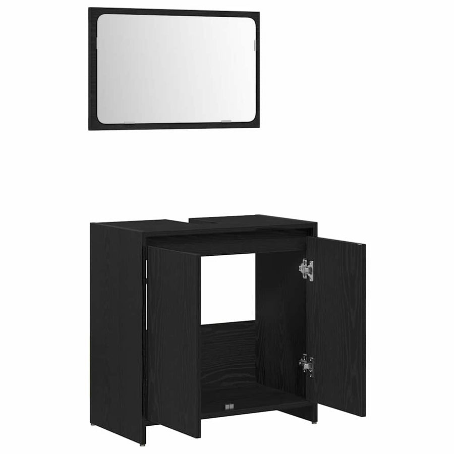 Badkamer Kast Zwart Eiken 60 x 33 x 60 cm Bewerkt hout