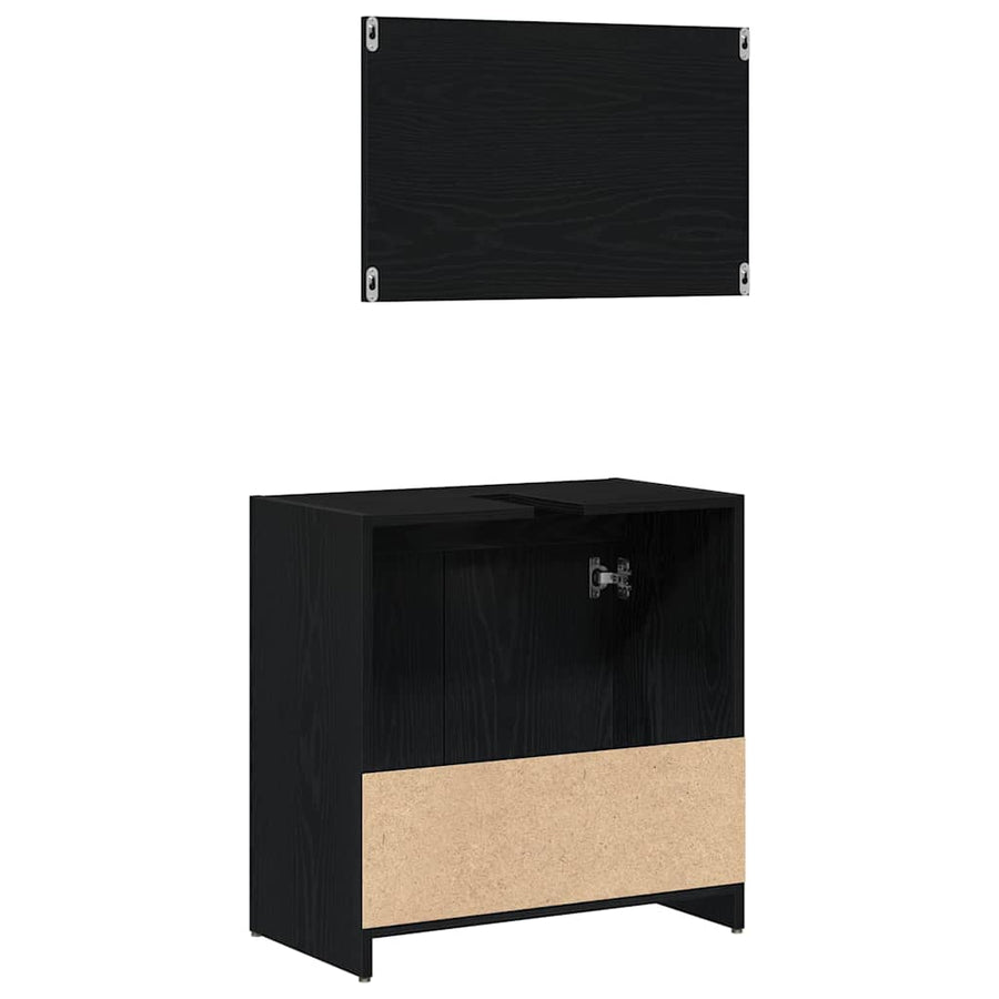 Badkamer Kast Zwart Eiken 60 x 33 x 60 cm Bewerkt hout