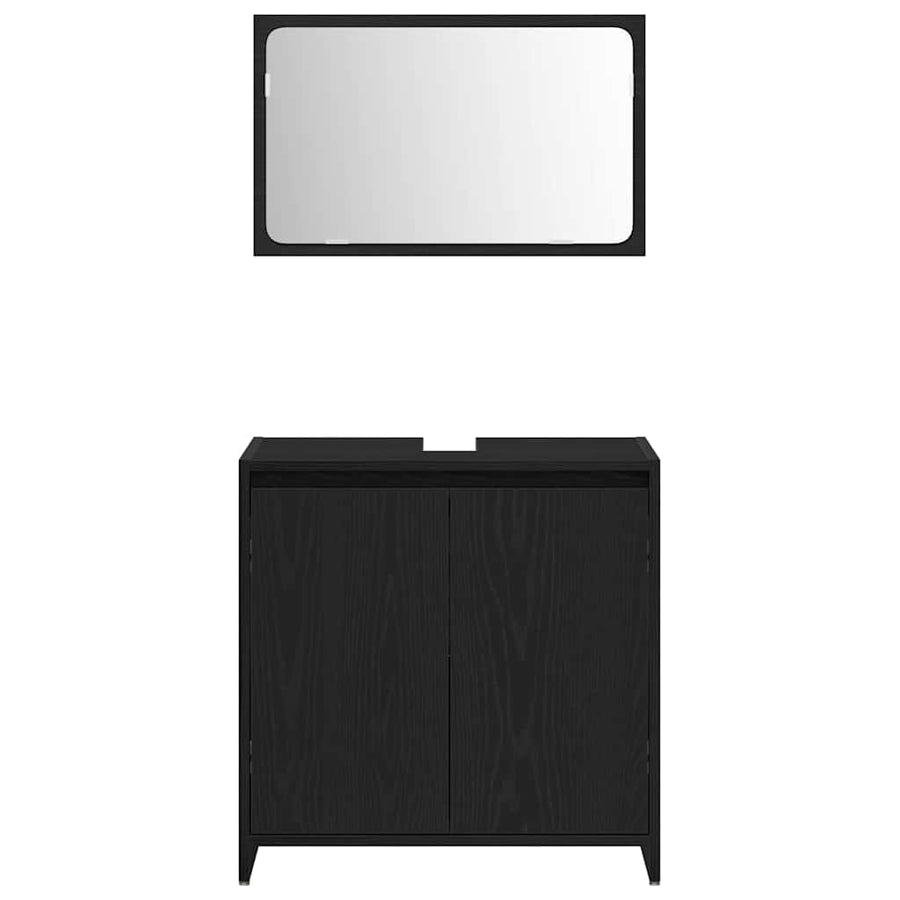Badkamer Kast Zwart Eiken 60 x 33 x 60 cm Bewerkt hout