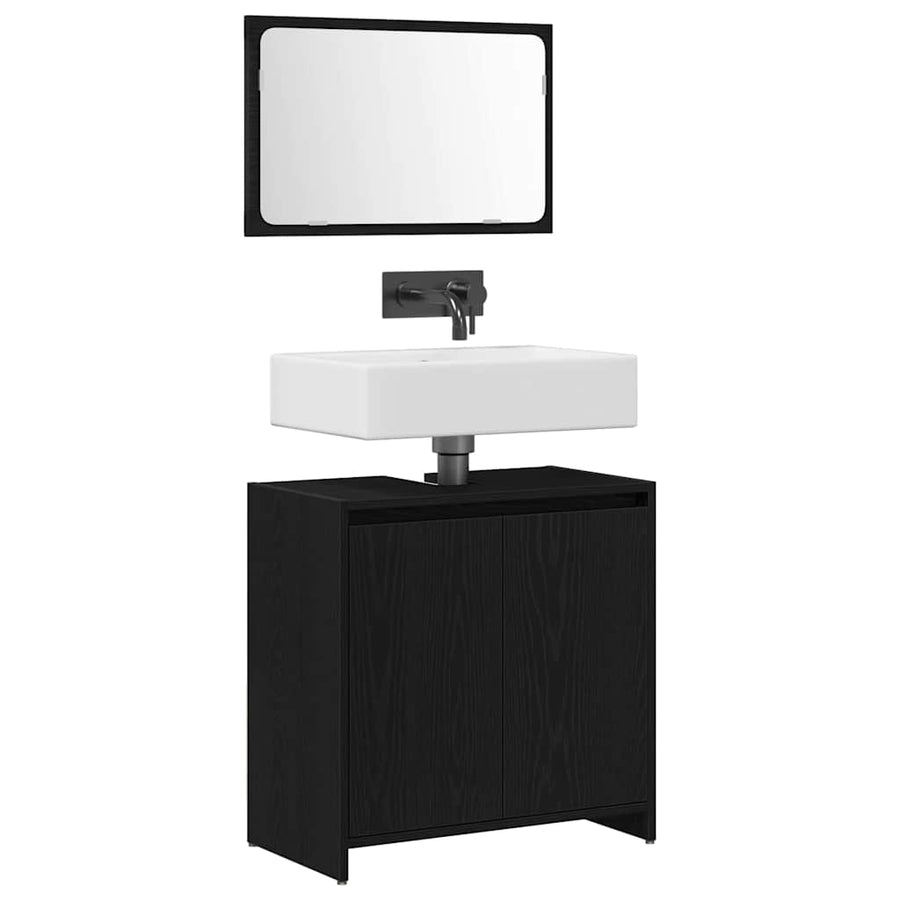 Badkamer Kast Zwart Eiken 60 x 33 x 60 cm Bewerkt hout