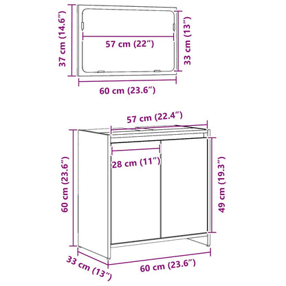 Badkamer Kast Zwart Eiken 60 x 33 x 60 cm Bewerkt hout