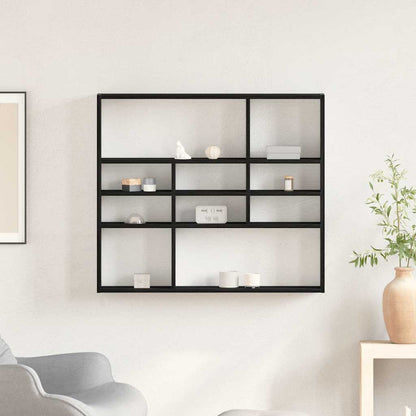 Wandschap 90x16x78 cm bewerkt hout zwart eikenkleur