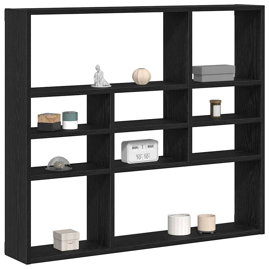 Wandschap 90x16x78 cm bewerkt hout zwart eikenkleur