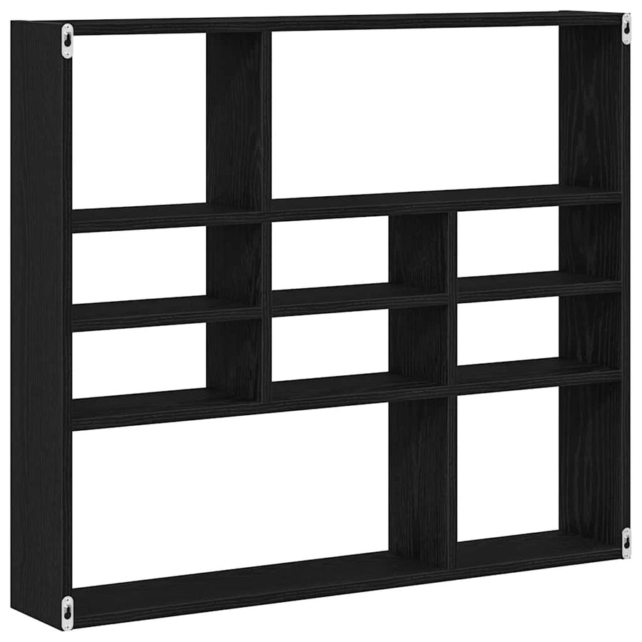 Wandschap 90x16x78 cm bewerkt hout zwart eikenkleur