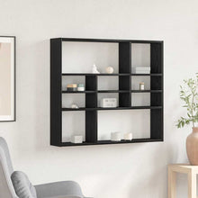 Wandschap 90x16x78 cm bewerkt hout zwart eikenkleur