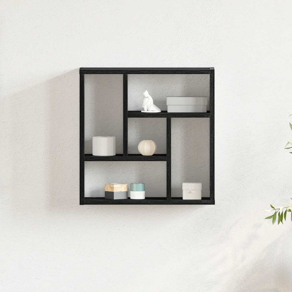 Wandplank 45x16x45 cm spaanplaat zwart eikenkleurig