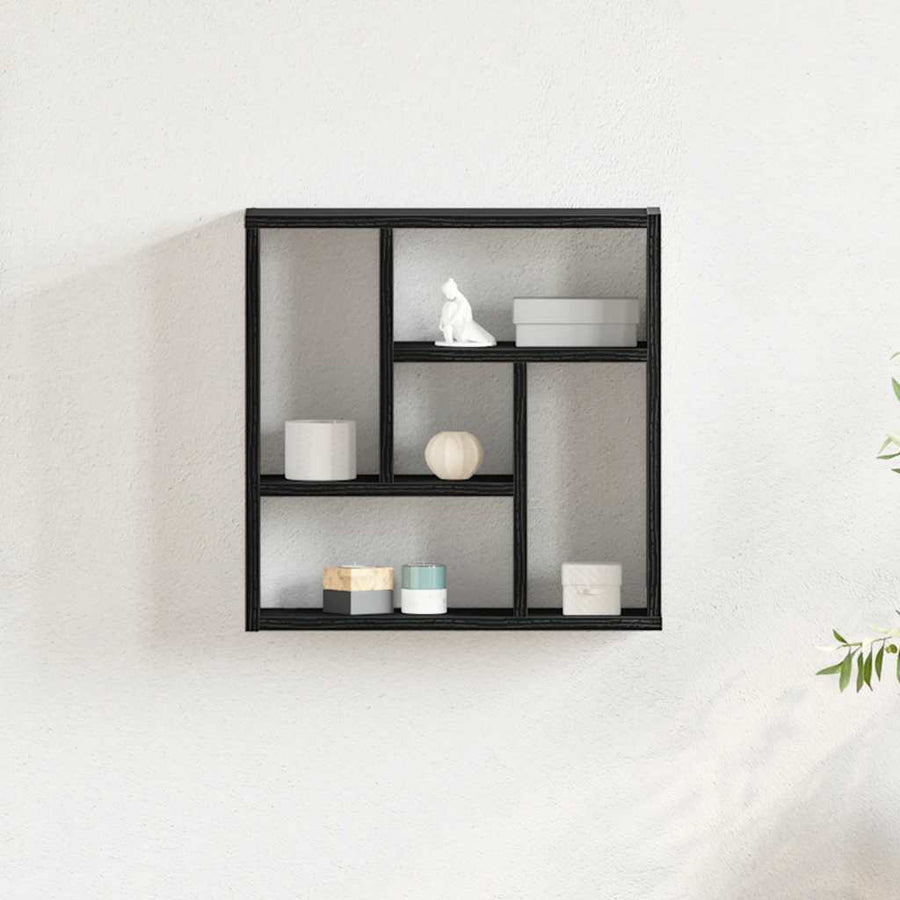 Wandplank 45x16x45 cm spaanplaat zwart eikenkleurig