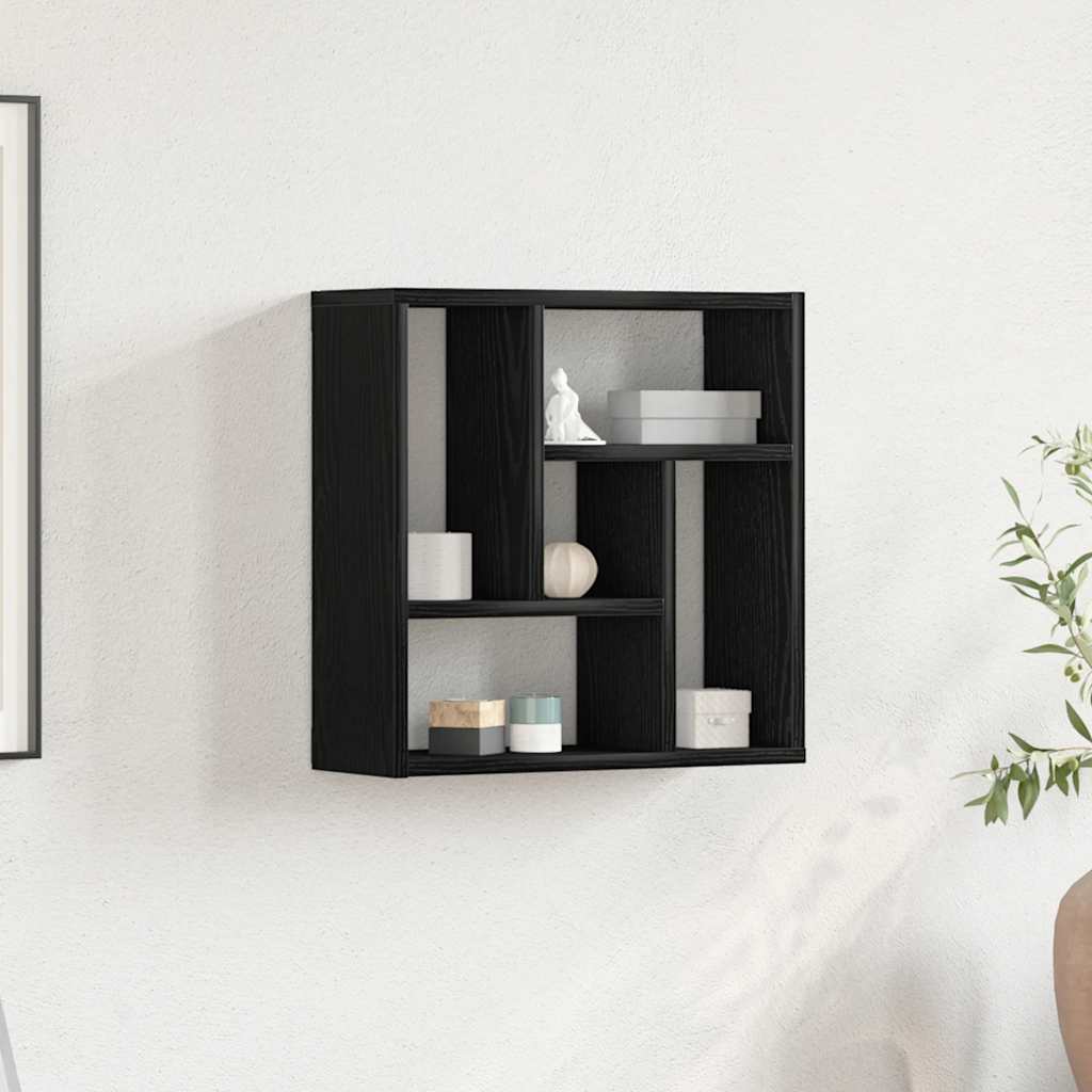 Wandplank 45x16x45 cm spaanplaat zwart eikenkleurig