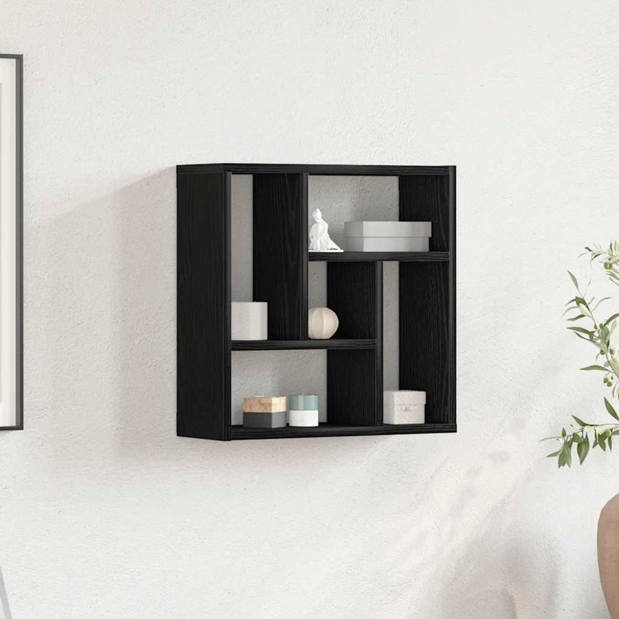 Wandplank 45x16x45 cm spaanplaat zwart eikenkleurig