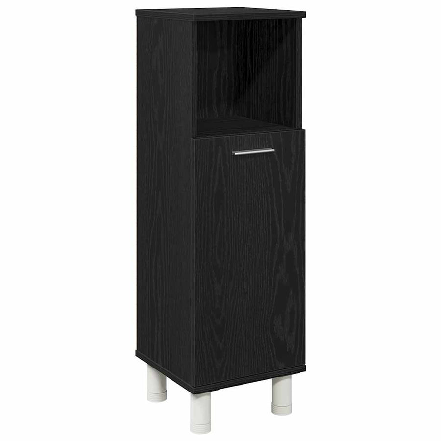 Badkamer Kast Zwart Eiken 30 x 30 x 95 cm Bewerkt hout