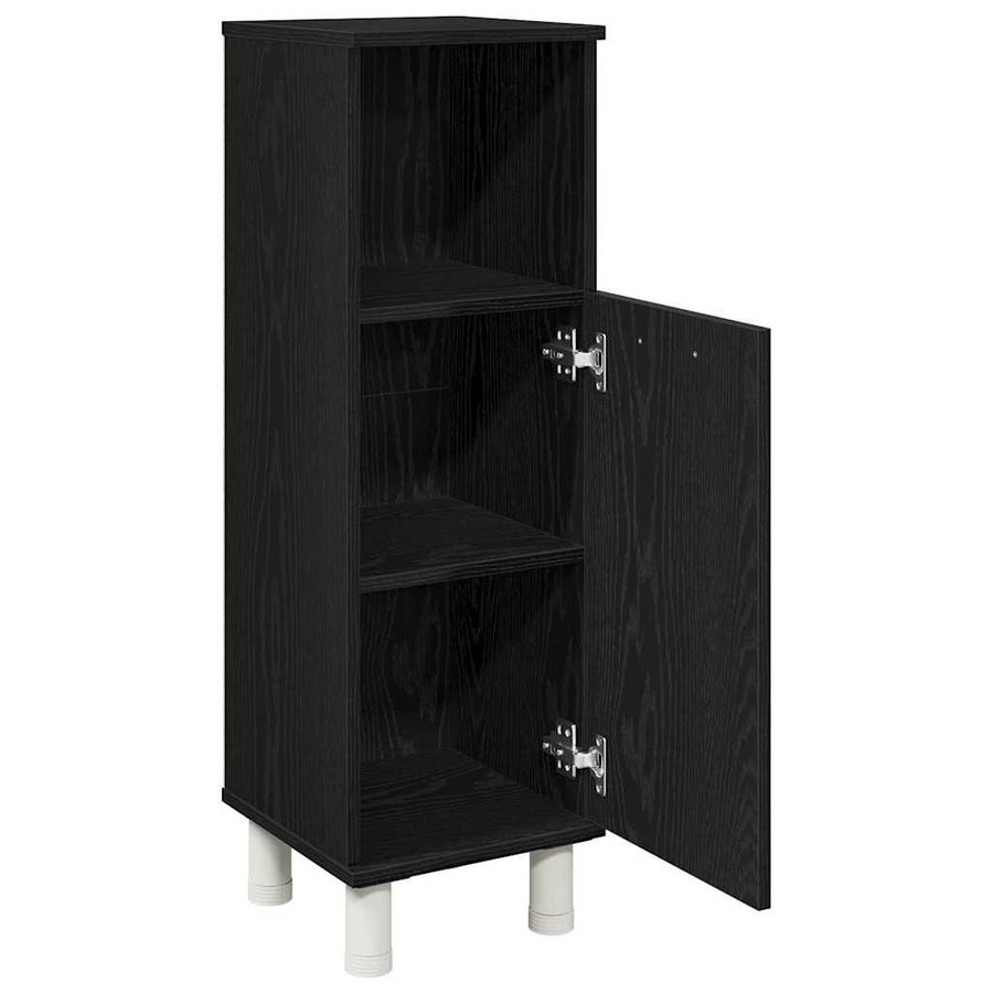Badkamer Kast Zwart Eiken 30 x 30 x 95 cm Bewerkt hout