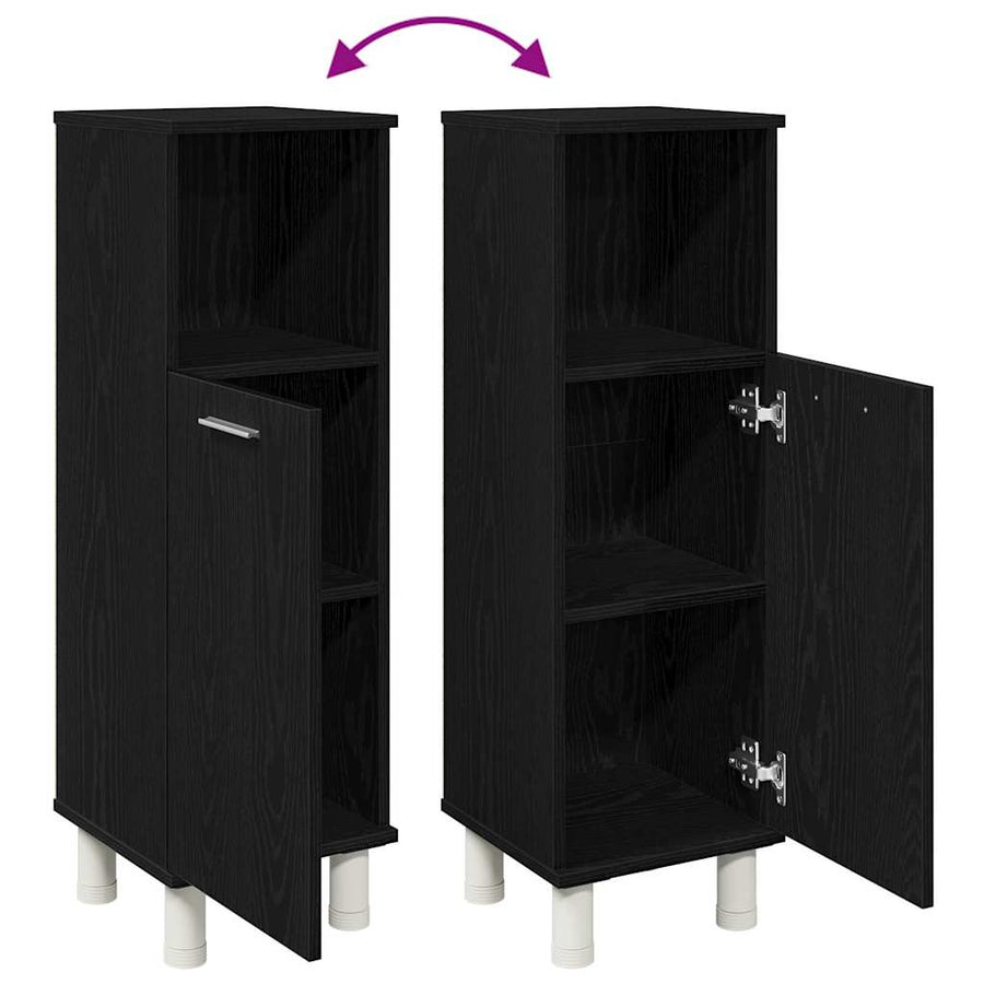 Badkamer Kast Zwart Eiken 30 x 30 x 95 cm Bewerkt hout