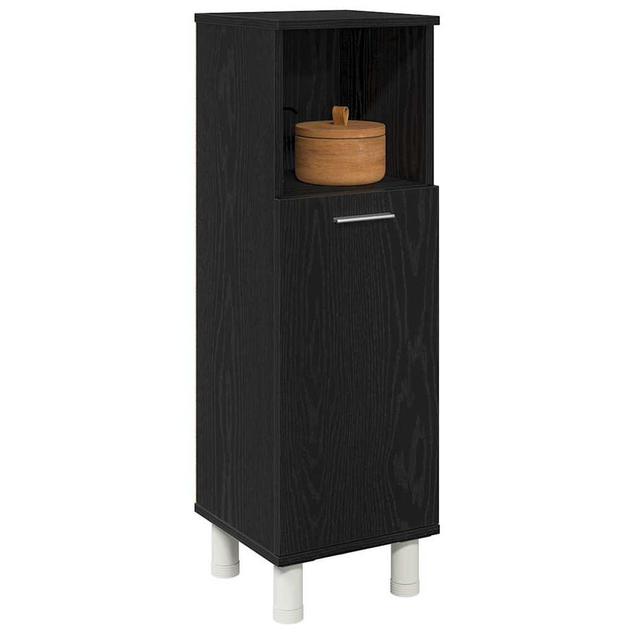 Badkamer Kast Zwart Eiken 30 x 30 x 95 cm Bewerkt hout