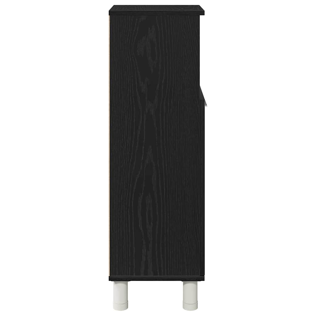 Badkamer Kast Zwart Eiken 30 x 30 x 95 cm Bewerkt hout