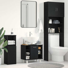 Badkamer Kast Zwart Eiken 60 x 32 x 54 cm Bewerkt hout