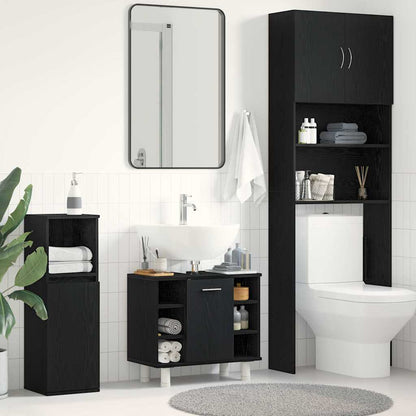 Badkamer Kast Zwart Eiken 60 x 32 x 54 cm Bewerkt hout