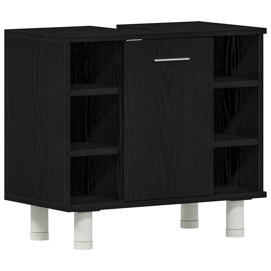 Badkamer Kast Zwart Eiken 60 x 32 x 54 cm Bewerkt hout
