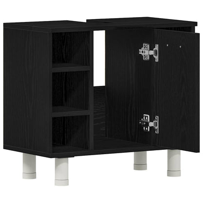 Badkamer Kast Zwart Eiken 60 x 32 x 54 cm Bewerkt hout