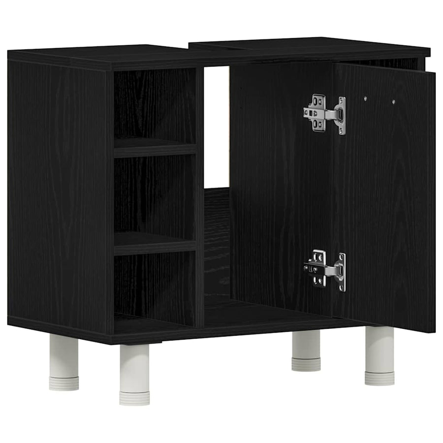 Badkamer Kast Zwart Eiken 60 x 32 x 54 cm Bewerkt hout