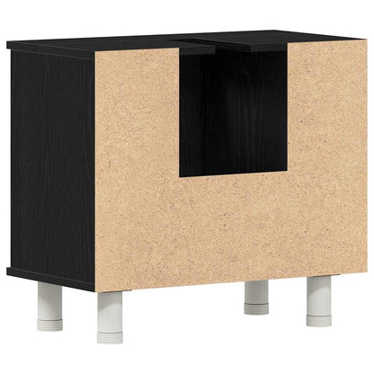 Badkamer Kast Zwart Eiken 60 x 32 x 54 cm Bewerkt hout