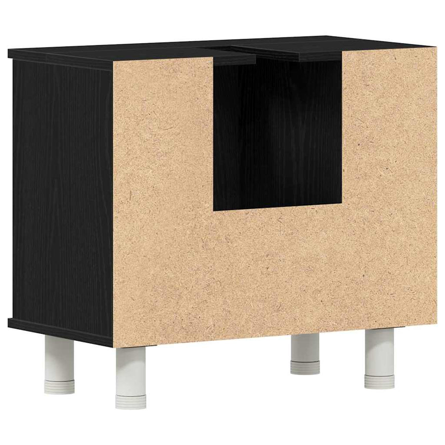 Badkamer Kast Zwart Eiken 60 x 32 x 54 cm Bewerkt hout