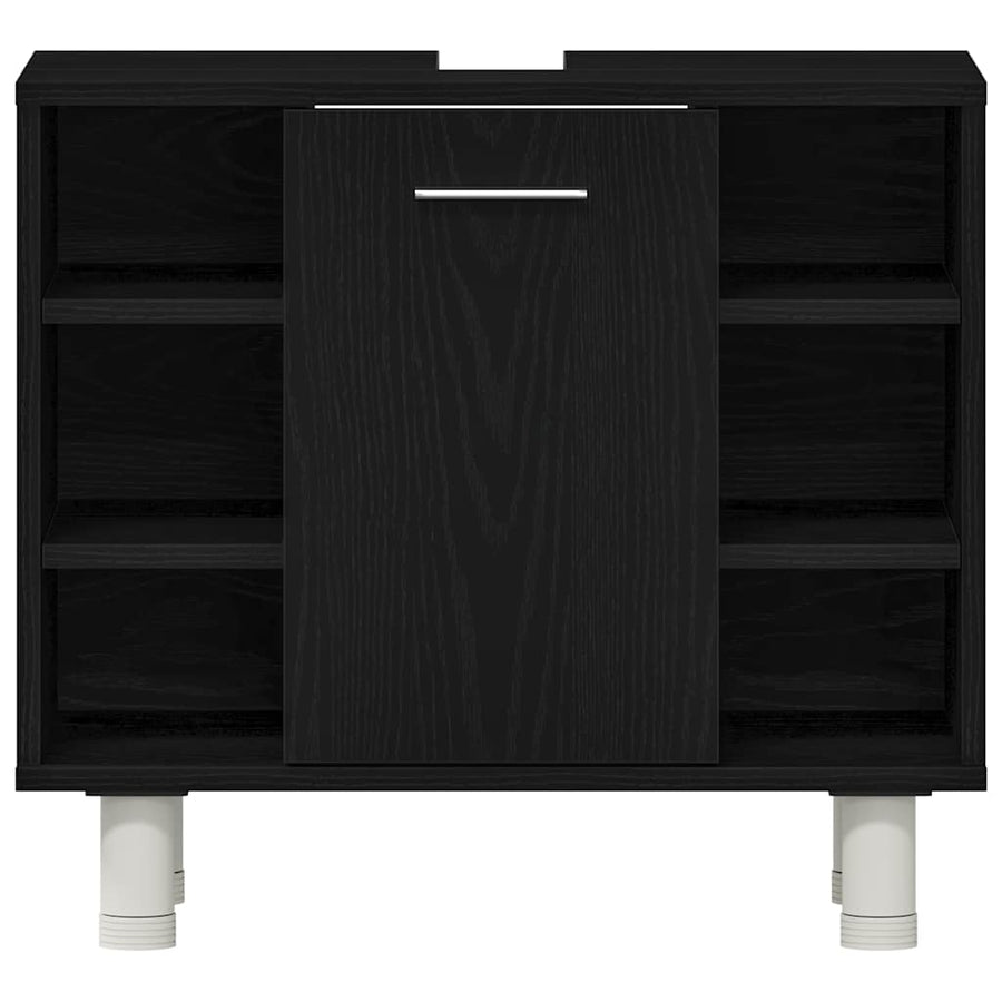 Badkamer Kast Zwart Eiken 60 x 32 x 54 cm Bewerkt hout