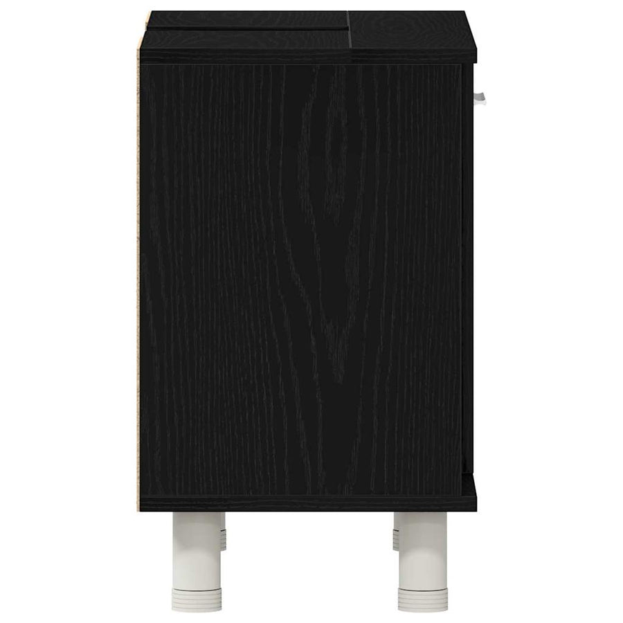 Badkamer Kast Zwart Eiken 60 x 32 x 54 cm Bewerkt hout