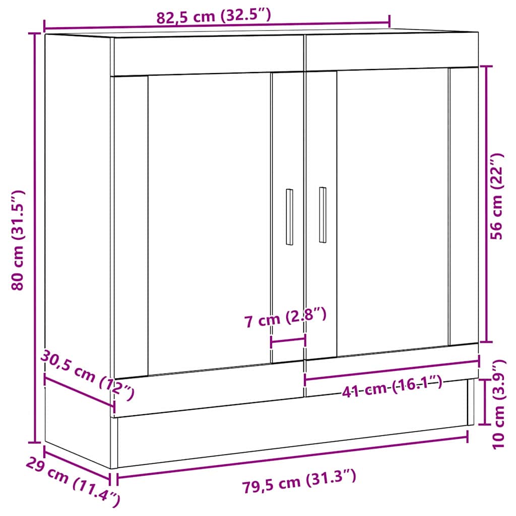 Boekenkast Zwart Eiken 82,5 x 30,5 x 80 cm Bewerkt hout