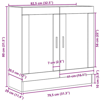Boekenkast Zwart Eiken 82,5 x 30,5 x 80 cm Bewerkt hout