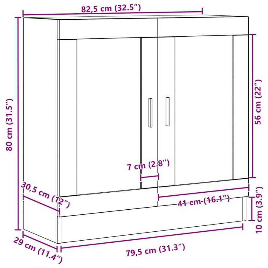 Boekenkast Zwart Eiken 82,5 x 30,5 x 80 cm Bewerkt hout