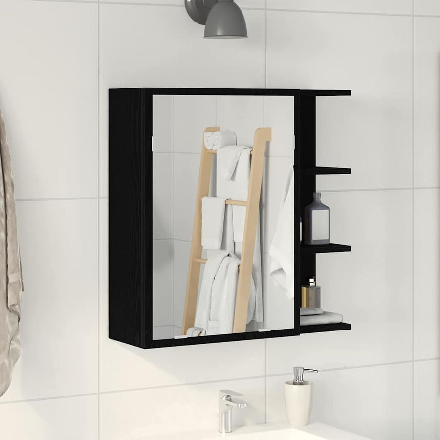 Badkamer spiegelkast met plank Zwart Eiken 62,5 x 20,5 x 64 cm
