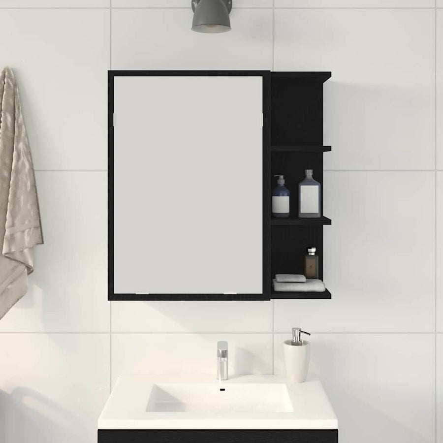 Badkamer spiegelkast met plank Zwart Eiken 62,5 x 20,5 x 64 cm