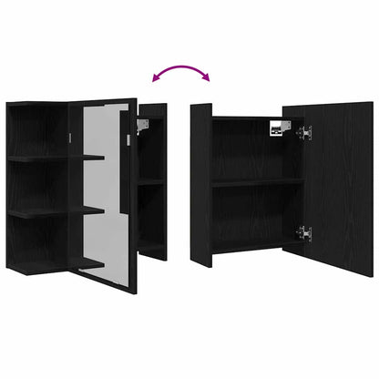 Badkamer spiegelkast met plank Zwart Eiken 62,5 x 20,5 x 64 cm