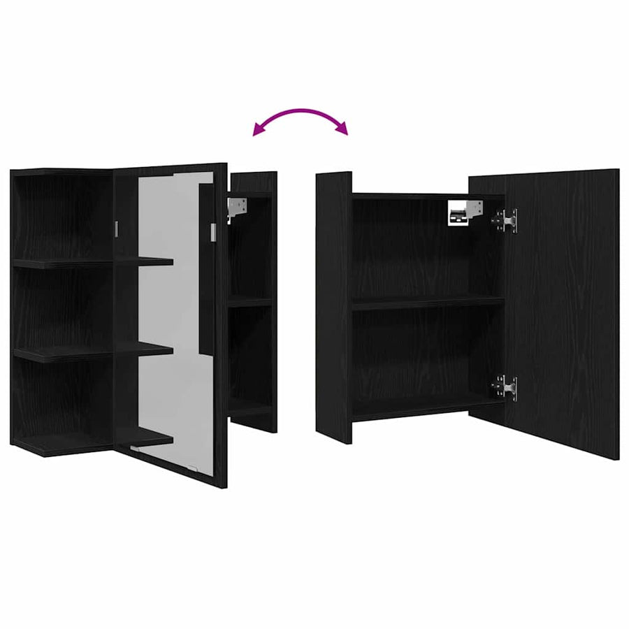 Badkamer spiegelkast met plank Zwart Eiken 62,5 x 20,5 x 64 cm