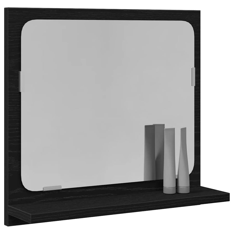 Badkamerspiegel Zwart Eiken 40x10,5x37 cm Bewerkt Hout