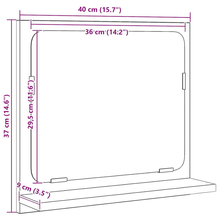 Badkamerspiegel Zwart Eiken 40x10,5x37 cm Bewerkt Hout