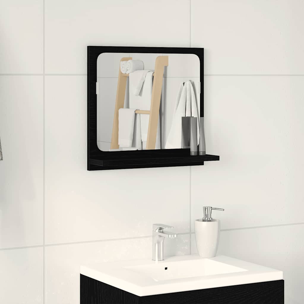 Badkamerspiegel Zwart Eiken 40x10,5x37 cm Bewerkt Hout