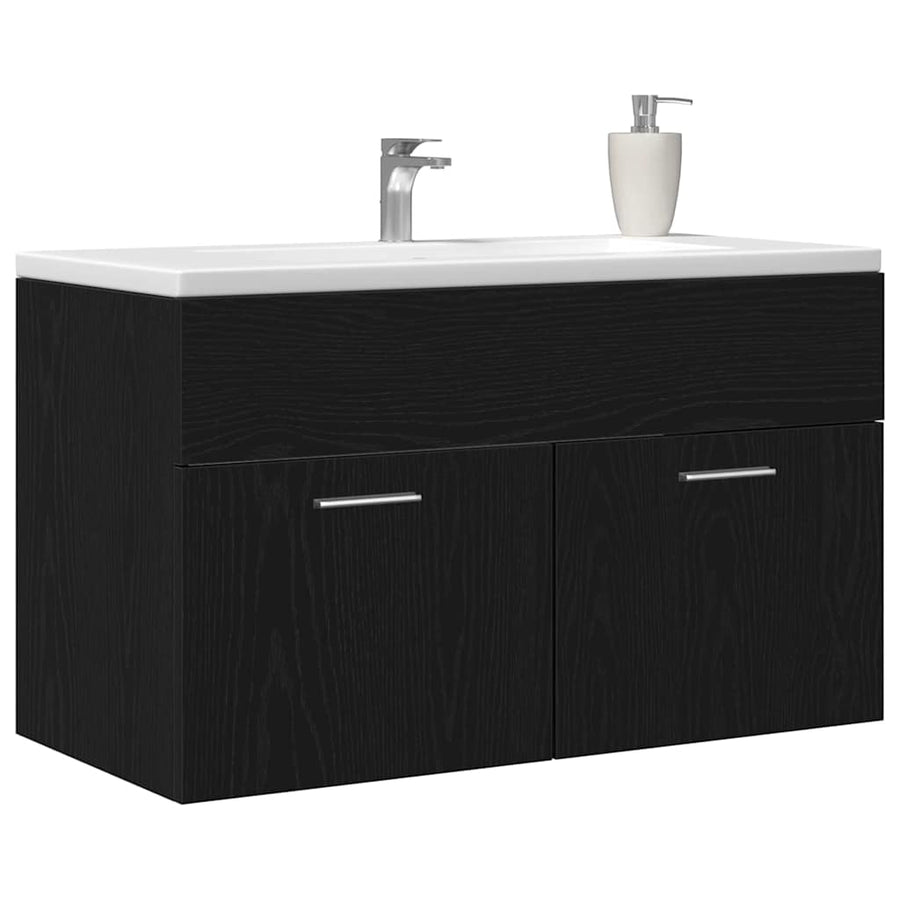 Wastafelkast Zwart Eiken 38,5 x 100 x 46 cm Bewerkt hout
