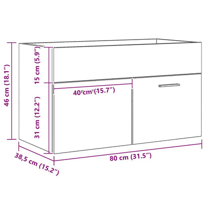 Wastafelkast Zwart Eiken 38,5 x 100 x 46 cm Bewerkt hout