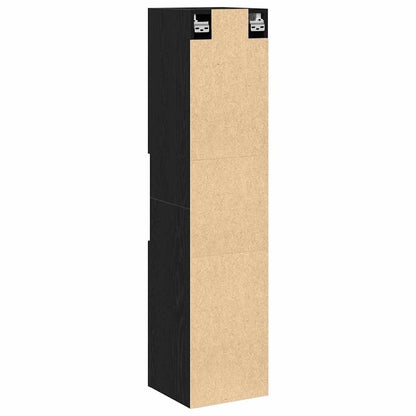 Badkamer Kast Zwart Eiken 30 x 30 x 130 cm Bewerkt hout