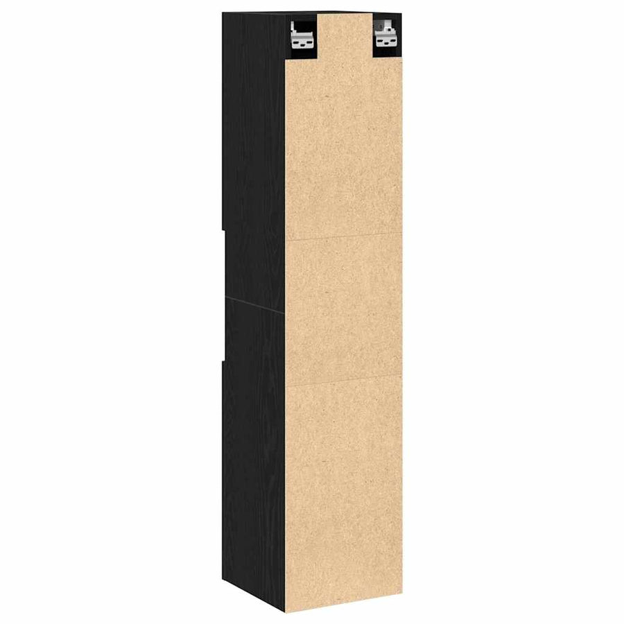 Badkamer Kast Zwart Eiken 30 x 30 x 130 cm Bewerkt hout