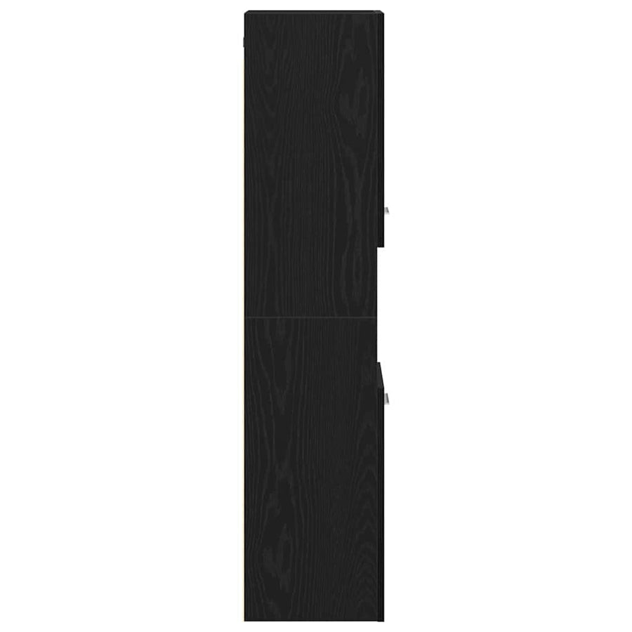 Badkamer Kast Zwart Eiken 30 x 30 x 130 cm Bewerkt hout