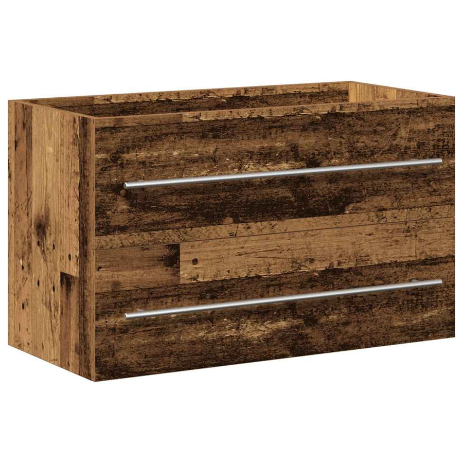 Badkamer wastafelkast oud hout 80x38,5x48 cm bewerkt hout