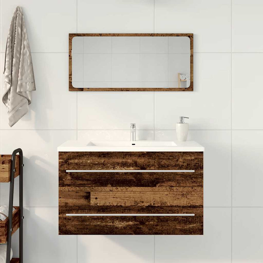Badkamer wastafelkast oud hout 80x38,5x48 cm bewerkt hout