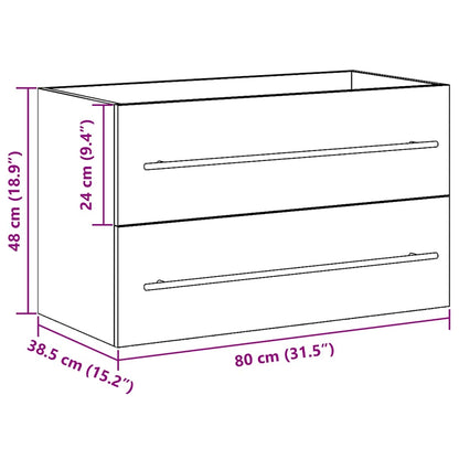Badkamer wastafelkast oud hout 80x38,5x48 cm bewerkt hout
